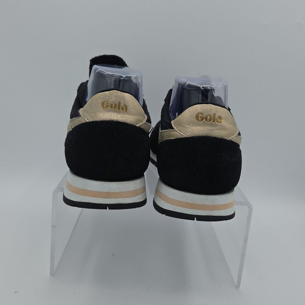Gola Daytona Mirror Womens Black Gold Sneakers Retro Running Shoes Size 8 - Picture 6 of 8